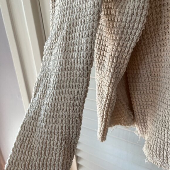 Free People Sunrise Cold-Shoulder Waffle Knit top sweater oatmeal small - Picture 6 of 9